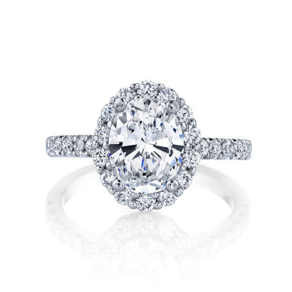 Solitaire Ring Setting with Diamond Halo and Band