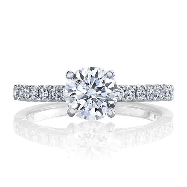 Solitaire Ring Setting with Diamond Band and Diamond Bridge