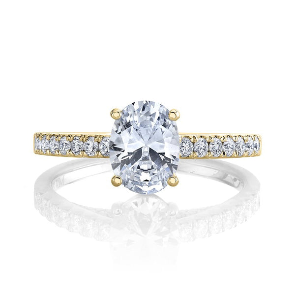 Solitaire Ring Setting with Diamond Band and Diamond Bridge