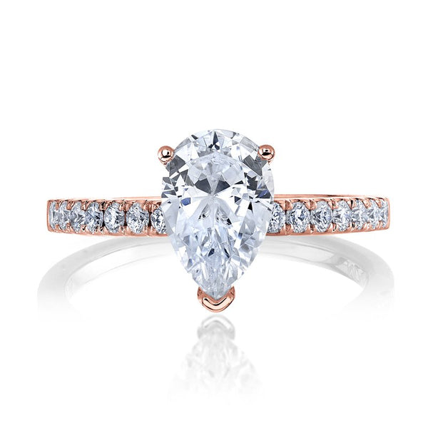 Solitaire Ring With Diamond Band and Diamond Bridge