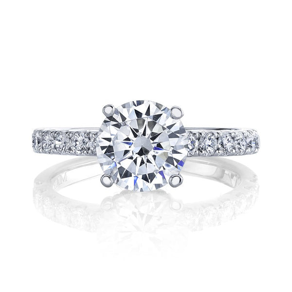 Solitaire Ring Setting With Diamond Band and Hidden Halo