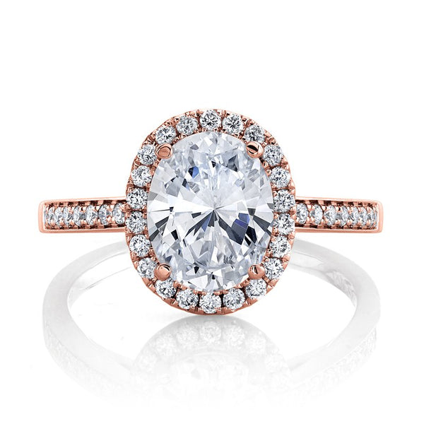 Solitaire Ring Setting With Diamond Halo and Band