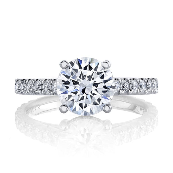 Solitaire ring Setting With Diamond Band and Hidden Halo