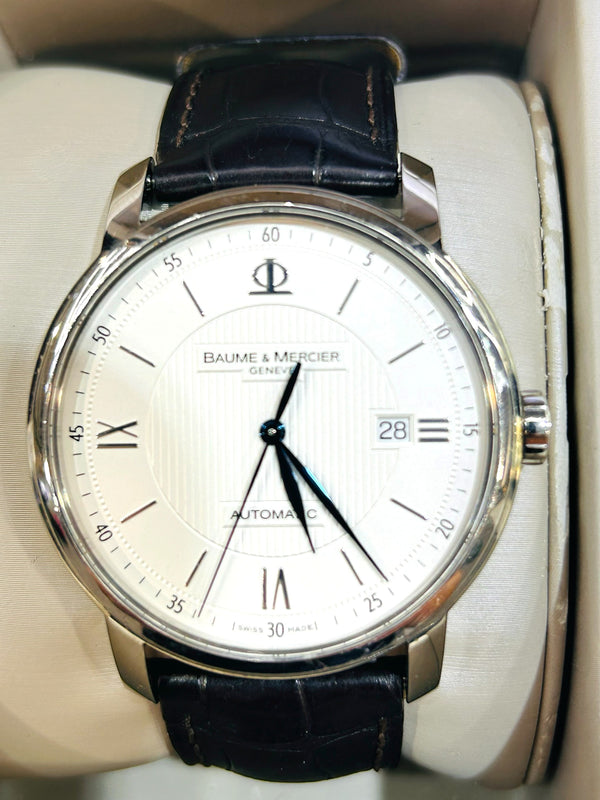 Baume and Mercier Classima, White Dial, Sterling Silver, 42mm, Box and papers