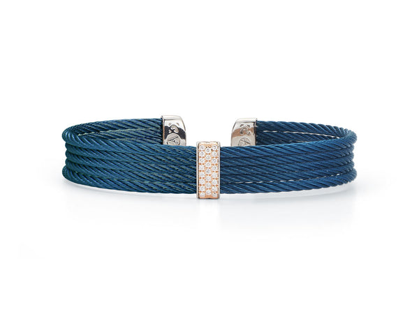 ALOR 18k Rose Gold Blueberry Steel Cable Mini-Cuff