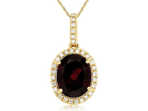 14k Yellow Gold Garnet and Diamond Pendant