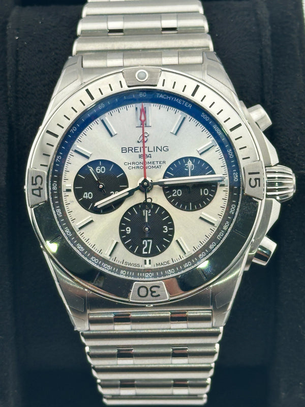 Breitling Chronomat B01, Silver Dial, Stainless, 42mm, 2024 Box and Papers