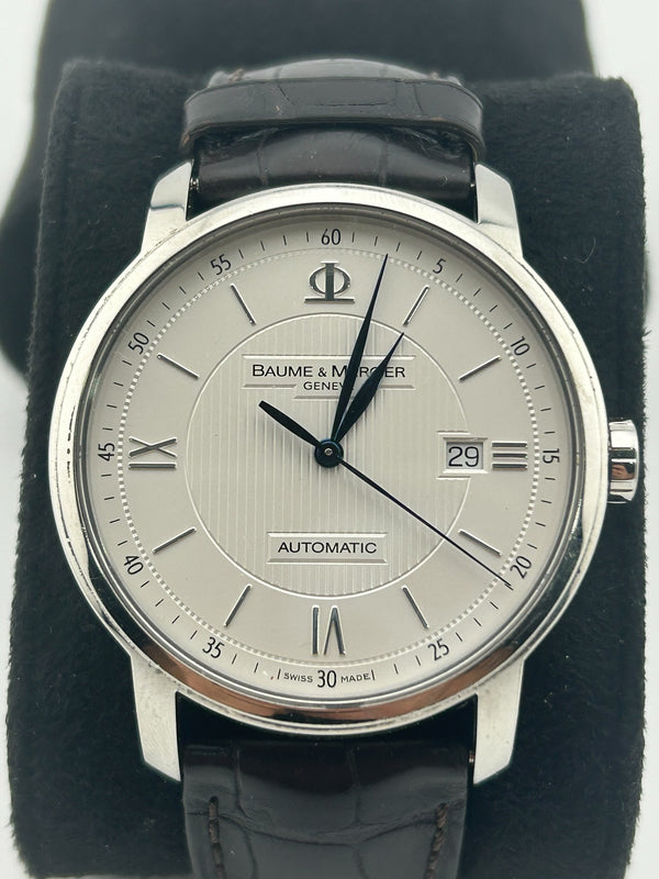 Baume and Mercier Classima, White Dial, Sterling Silver, 42mm, Box and papers