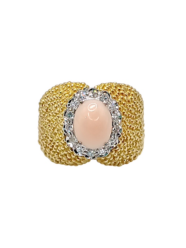 Estate 18k Yellow Gold Angel Skin Coral Ring