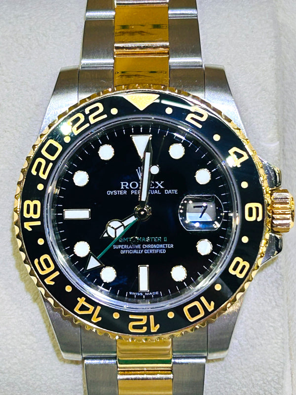 Rolex GMT Master II,40mm,18kyg and SS, 2011, Box and Papers