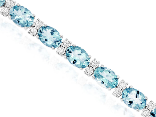 14k White Gold Aquamarine and Diamond Bracelet