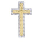 14k Yellow Gold Diamond Bordered Cross Pendant