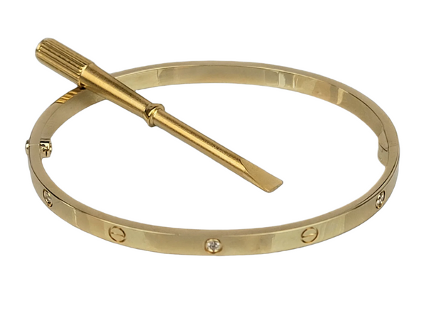 18k Yellow Gold Diamond Station Screw on Bracelet