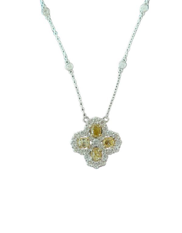 18k White Gold Fancy Yellow Diamond Necklace