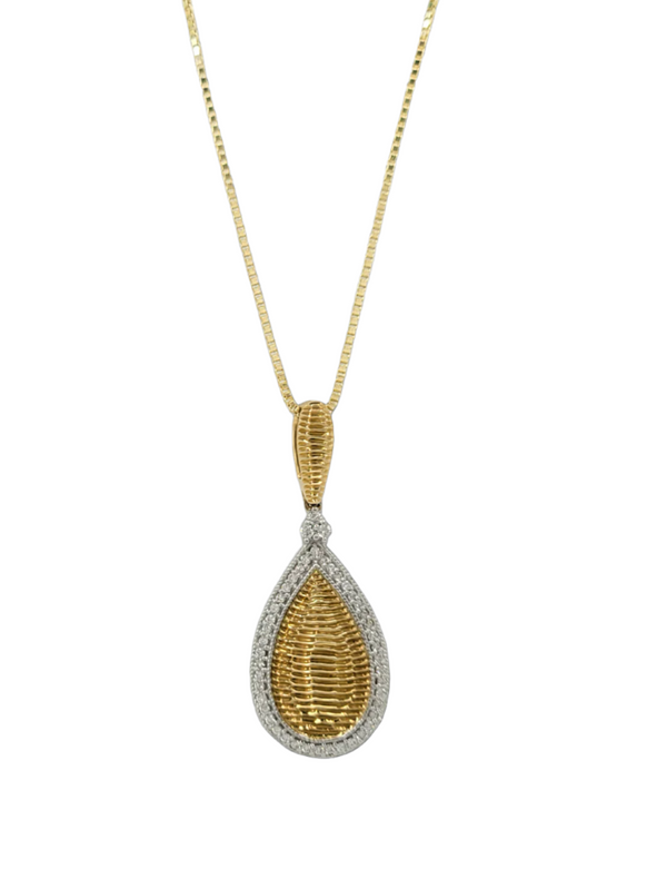 14k Two-Tone Gold Diamond Drop Pendant