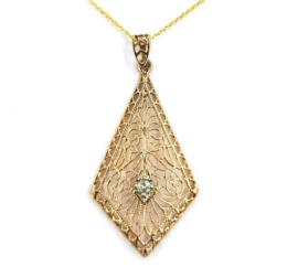 Estate 10 Karat Yellow Gold Art Deco Era Pendant