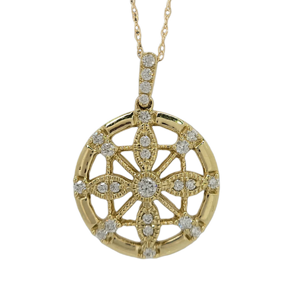 14k Yellow Gold Diamond Fashion Pendant