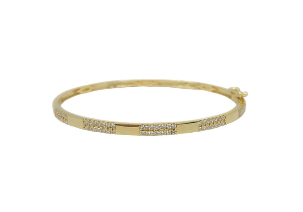 14k Yellow Gold Diamond Sectioned Bangle Bracelet