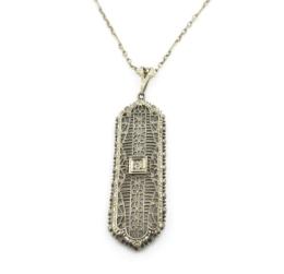 Estate 14 karat White Gold Art Deco Era Pendant