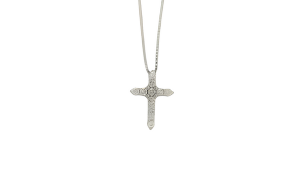 14k White Gold Cross Pendant