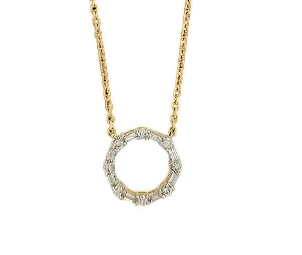 14k Yellow Gold Diamond Circle Necklace