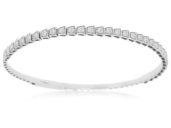 14k White Gold Flexible Diamond Fashion Bangle