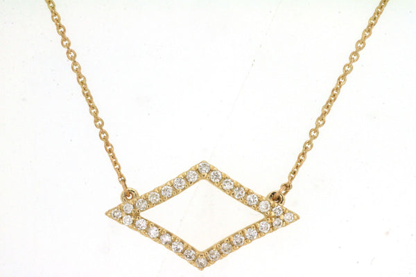 14k Yellow Gold East West Diamond Shaped Necklace