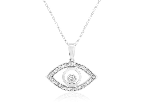 14k White Gold Evil Eye Pendant