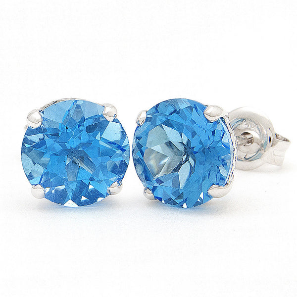 14k White Gold Blue Topaz Stud Earrings