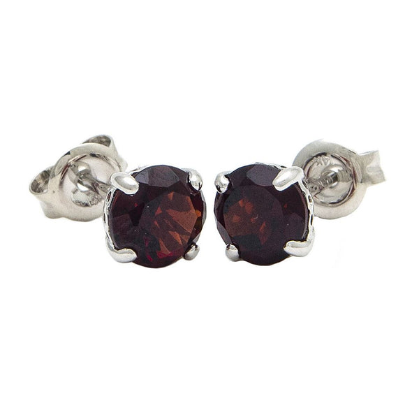 14k White Gold Garnet Stud Earrings