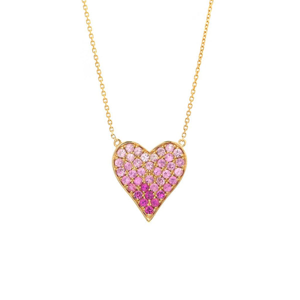 14k Yellow Gold Pink Heart Necklace