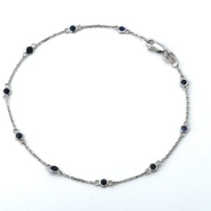 14k White Gold Sapphire Station Bracelet