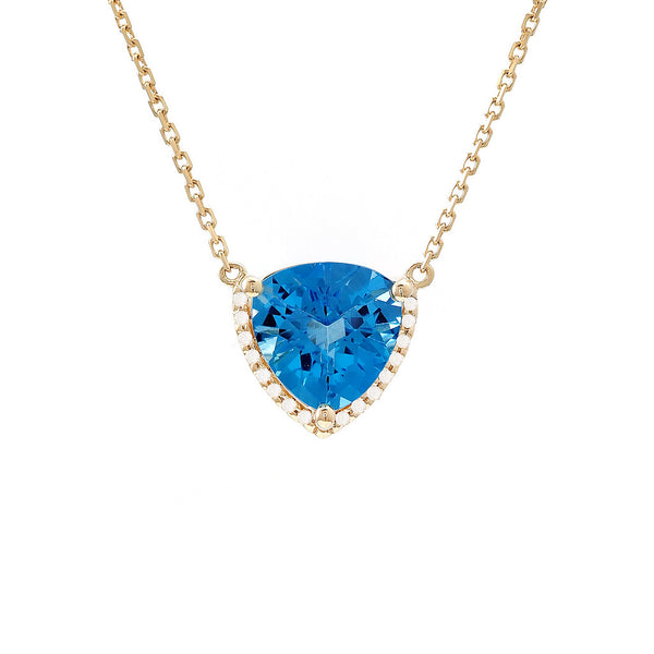 14k Yellow Gold Blue Topaz Necklace