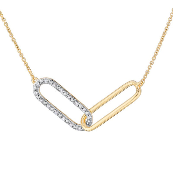 14k Two-Tone Gold Interlocking Paperclip Necklace