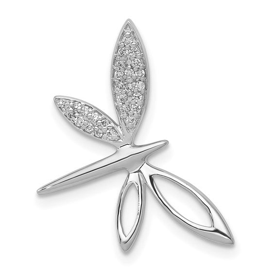 14k White Gold Diamond Dragonfly Pendant