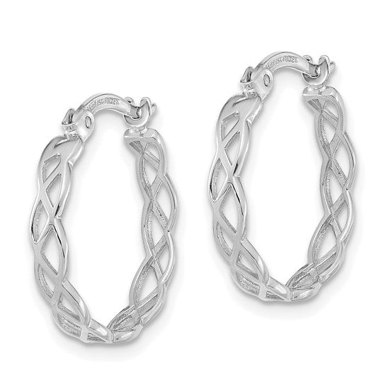 14k White Gold Celtic Twist Hoop Earrings