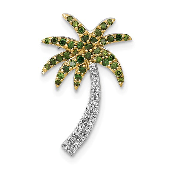 14k Two-Tone Gold and Diamond Palm Tree Pendant