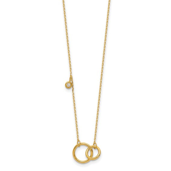 14k Yellow Gold Interlocked Ring Necklace