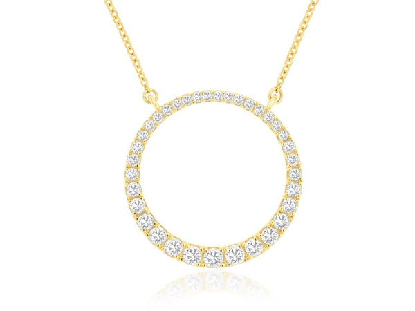 14k Yellow Gold Diamond Circle Necklace