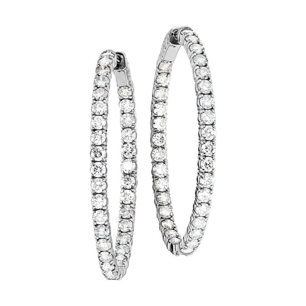 14k White Gold Inside-Out Diamond Hoop Earrings