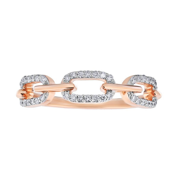 14k Rose Gold Diamond Paperclip Link Ring