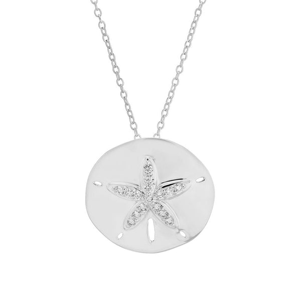 14k White Gold Sand Dollar Pendant