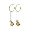 Pure Dink Sterling Silver with Gold Plate Yellow Gold Double Drop Earrings