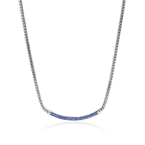 JH Essential Pavé Necklace, Sterling Silver, Gemstones, 2.5MM