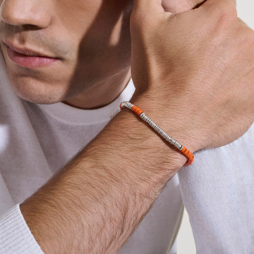 Heishi Bracelet, Sterling Silver, Enamel