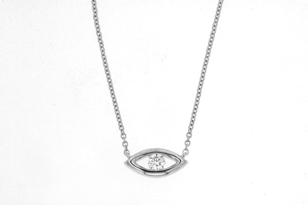 14k White Gold Evil Eye Necklace