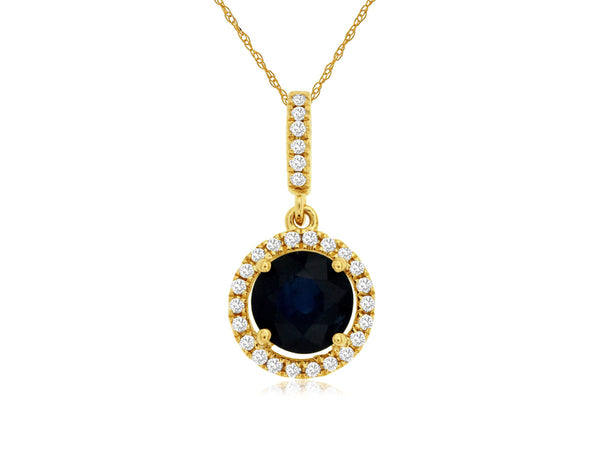 14k Yellow Gold Sapphire and Diamond Pendant